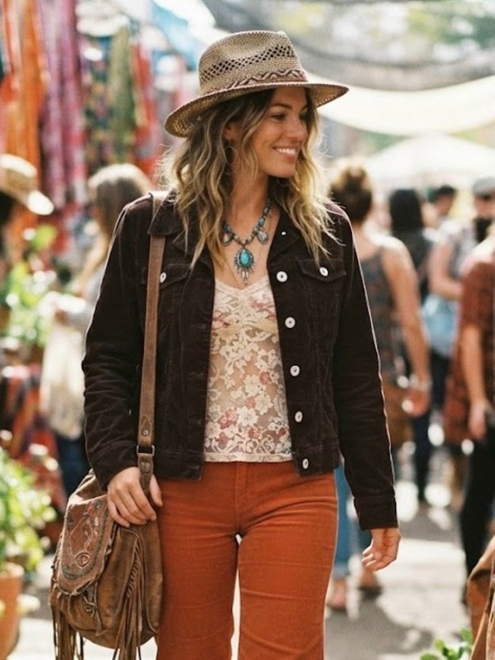 Northern Reflections Chocolate Brown Corduroy Trucker Jacket Y2K Retro Boho